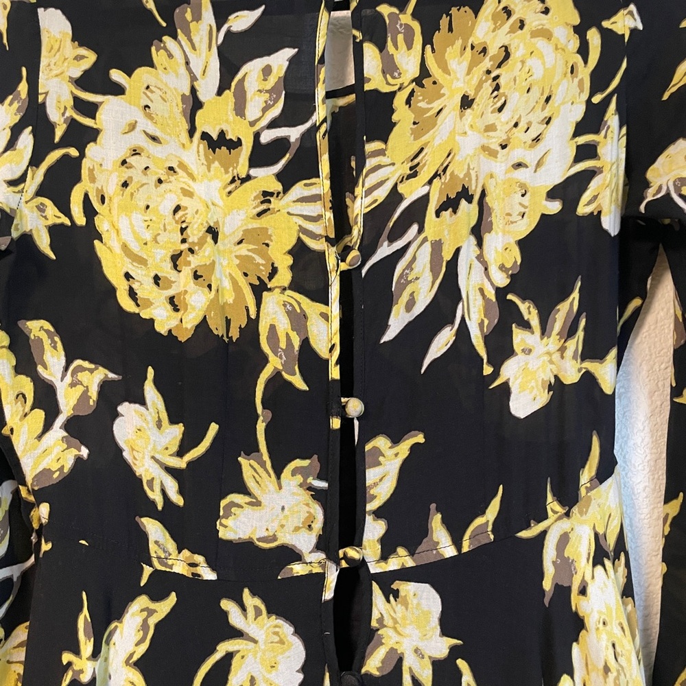 Free People Black and Yellow Floral Long Sleeve Dress - Picture 3 of 4